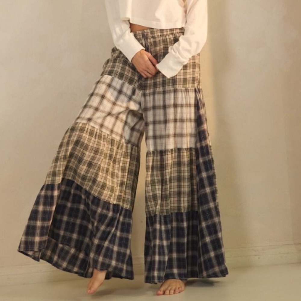 ODDI Plaid Patchwork Pants-Size Large